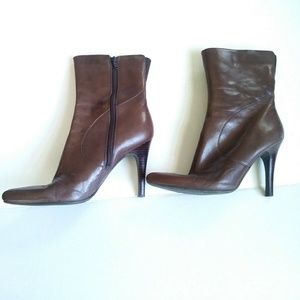 Nine West Gooro brown leather ankle boots 8.5M